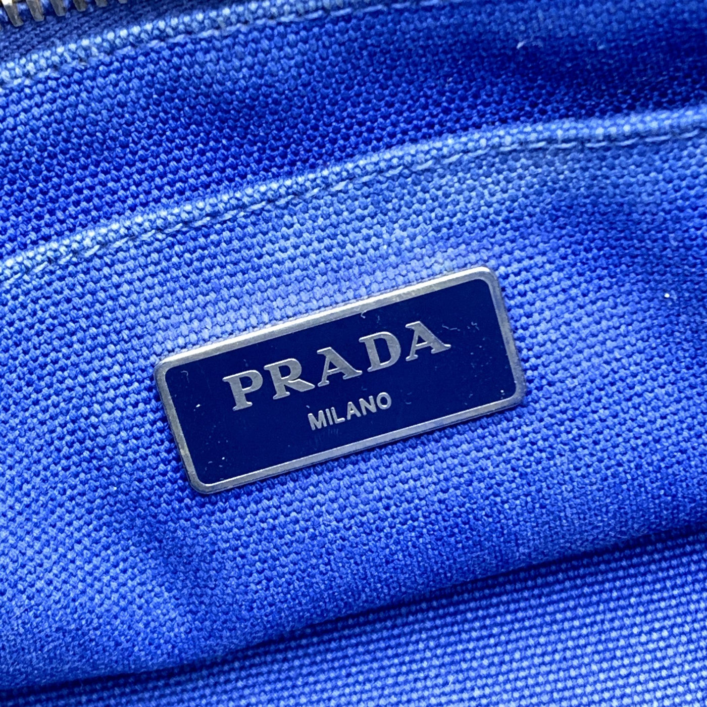 Prada Blue Canvas Canapa Logo Small Tote Bag BN2439