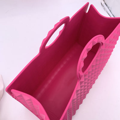 Valentino Garavani Fuchsia Rubber Le Troisieme Tote Handbag Bag