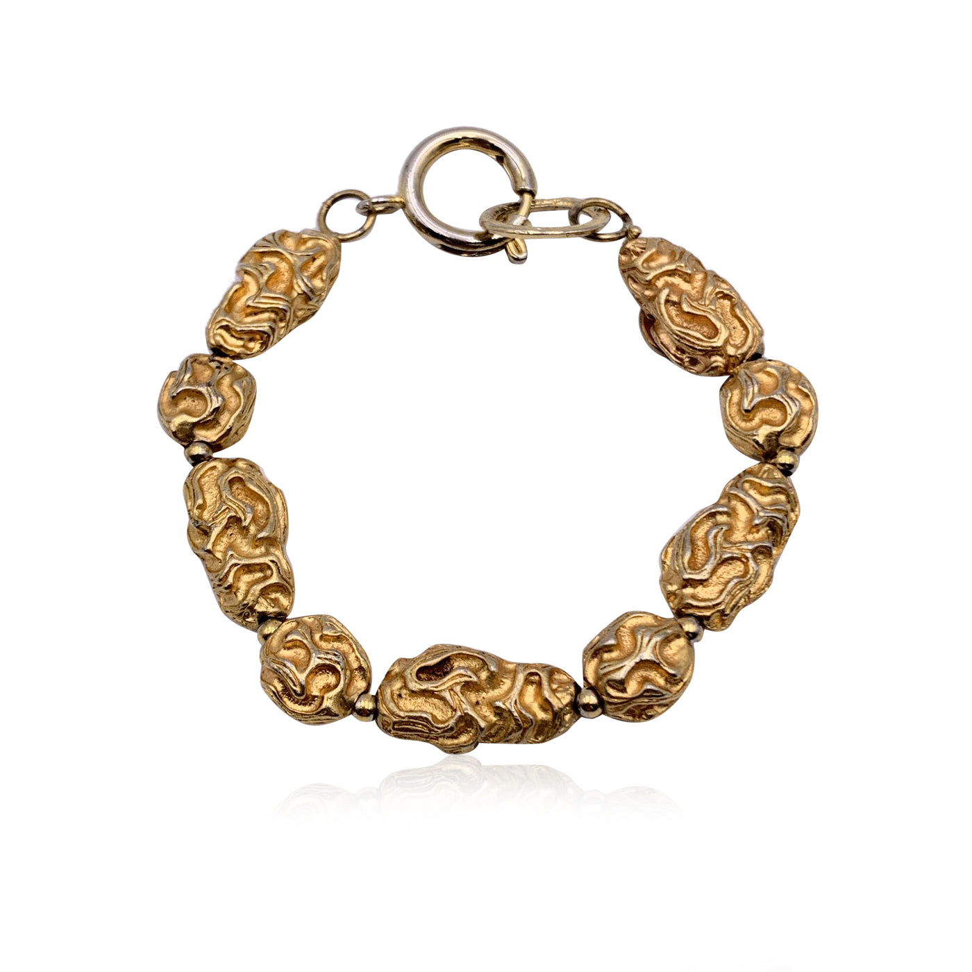 Chanel Vintage 1970s Gold Metal Engraved Pieces Bracelet