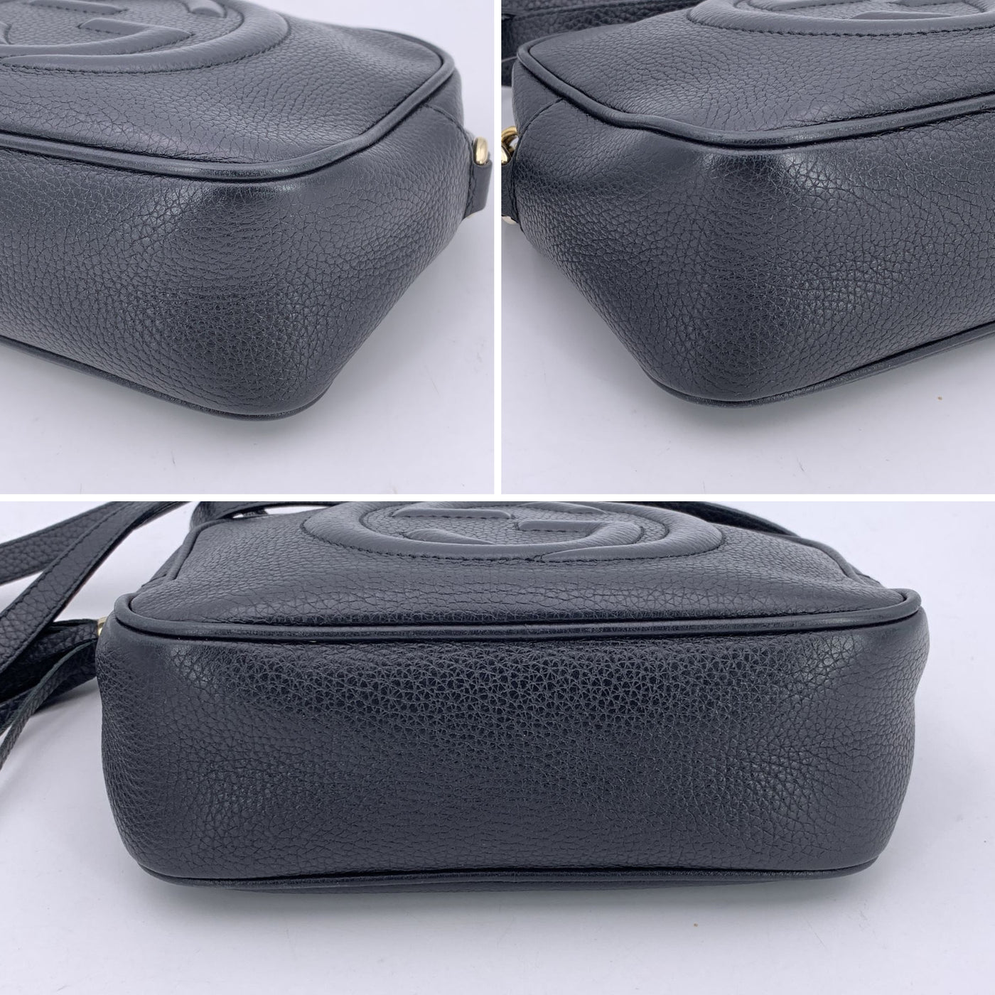 Gucci Black Leather Soho GG Logo Small Crossbody Bag