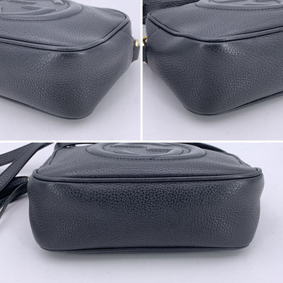 Gucci Black Leather Soho GG Logo Small Crossbody Bag