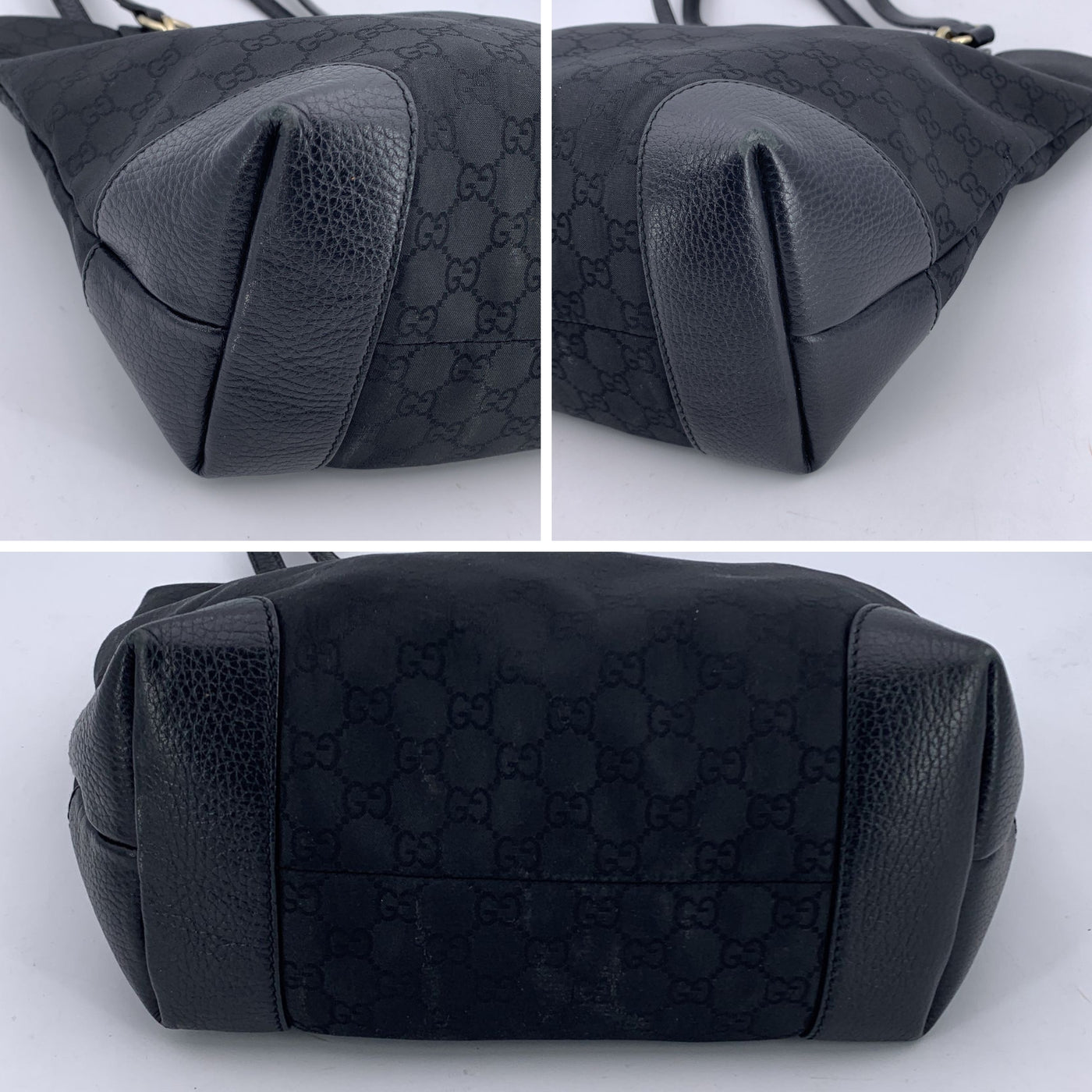 Gucci Black Monogram Canvas Tote Handbag Shoulder Bag