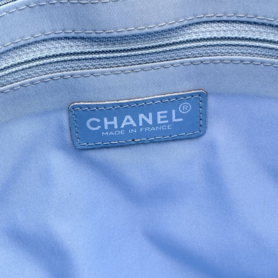 Chanel 2000s Light Blue Nylon New Travel Line Tote Shoulder Bag