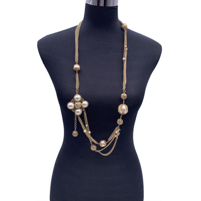 Chanel 06 Faux Pearls Gold Metal Multi Chain Necklace or Belt