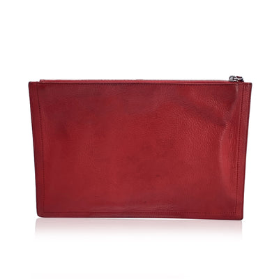 Givenchy Red Leather Antigona Zip Clutch Pouch Purse