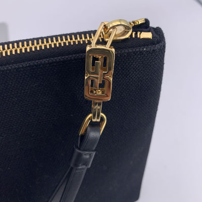 Givenchy Black Canvas Logo Pochette Clutch Wrist Bag Purse