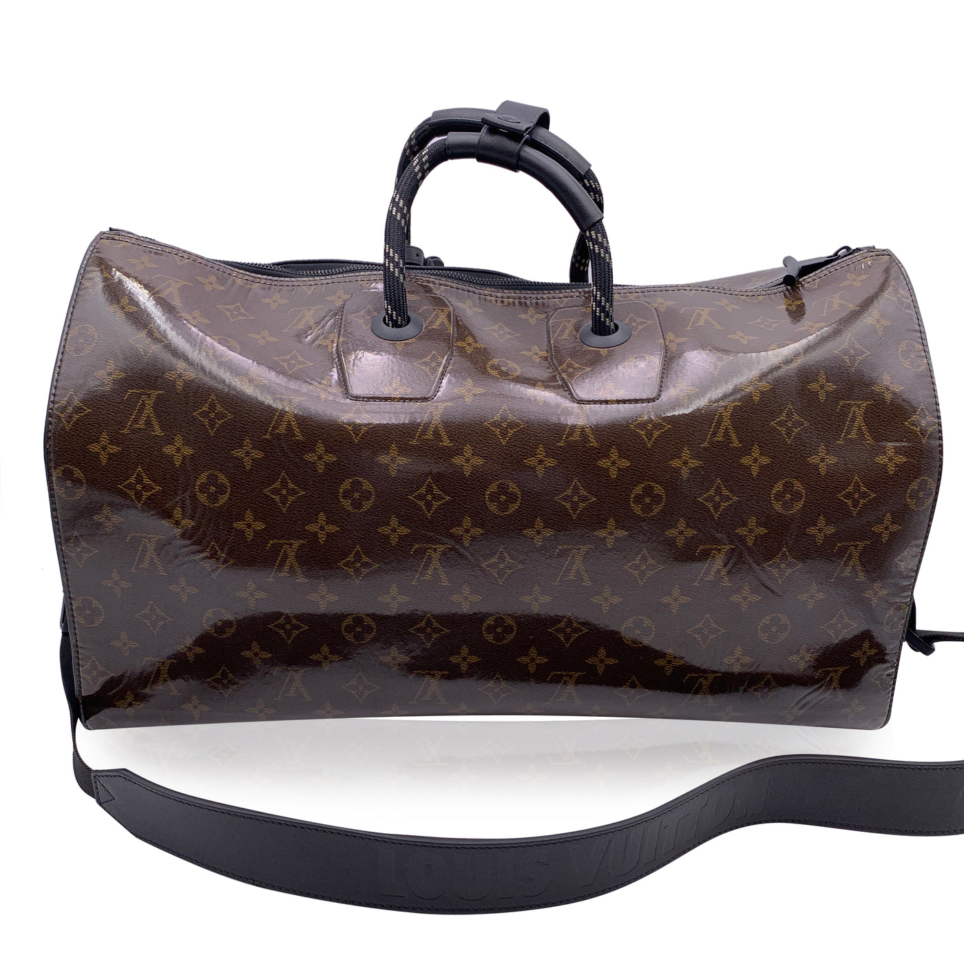 Louis Vuitton Monogram Glaze Keepall 50 Bandouliere Bag M43899 Black