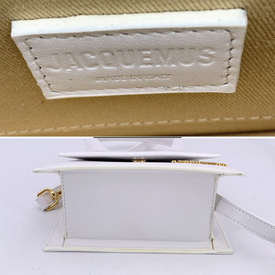 Jacquemus White Leather Le Chiquito Small Structured Bag with Strap