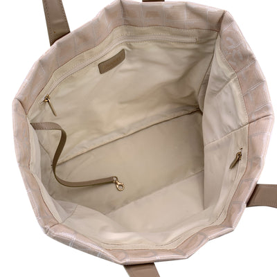 Chanel Vintage Beige Nylon New Travel Line Tote Shoulder Bag