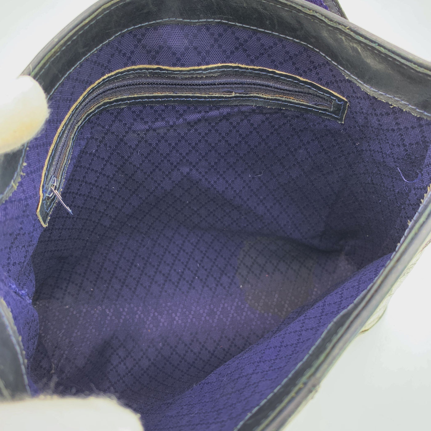 Gucci Vintage Blue Monogram Canvas Shoulder Bag with Stripes