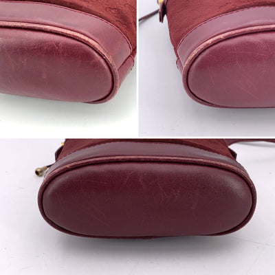 Gucci Vintage Burgundy Monogram Canvas Drawstring Mini Bucket Bag