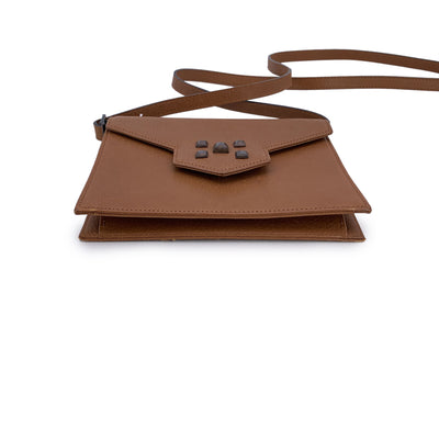 Yves Saint Laurent Vintage Tan Leather Studs Convertible Shoulder Bag