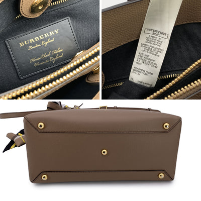 Burberry Taupe Leather Medium The Banner 2 Way Tote Bag with Strap