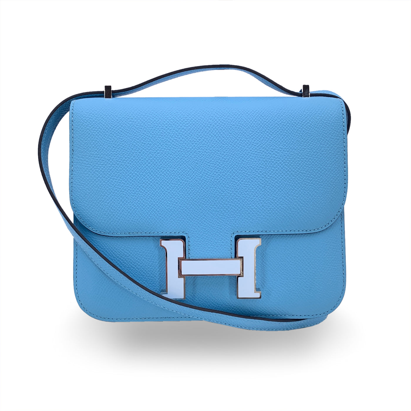 Hermes Light Blue Epsom Leather Constance 18 Shoulder Bag