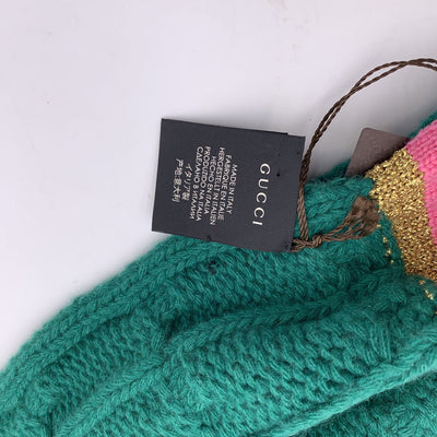 Gucci Green Cable Knit Unisex Wool Blend Scarf 25 x 180 cm