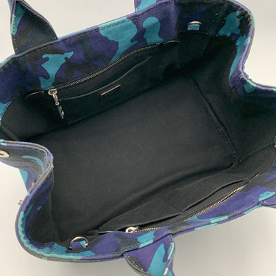 Prada Blue Camouflage Canvas Canapa Logo Tote Bag