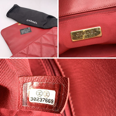 Chanel Red Quilted Leather Maxi 19 Flap Shoulder Bag