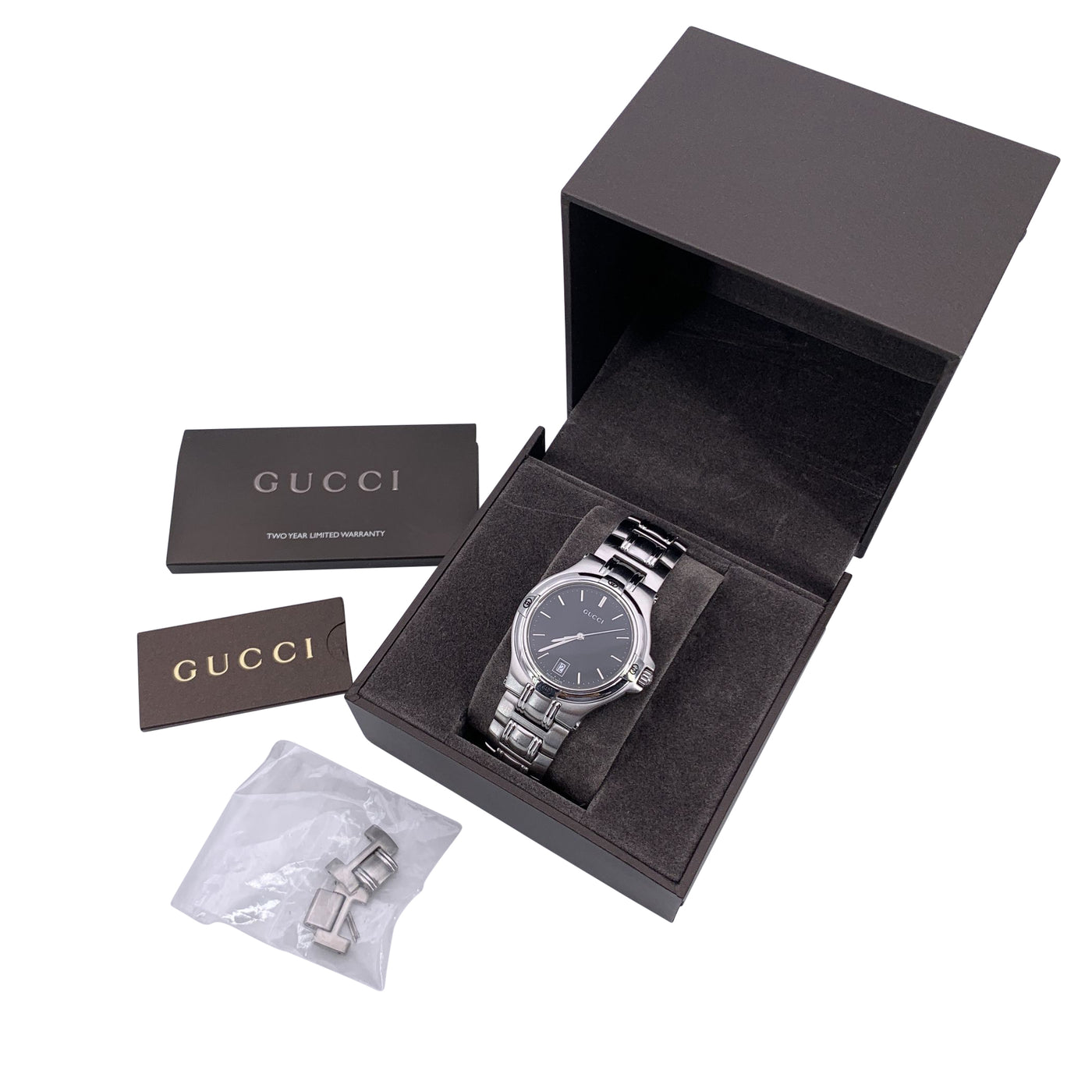 Gucci Stainless Steel Mod 9040 L Wrist Watch Black Dial