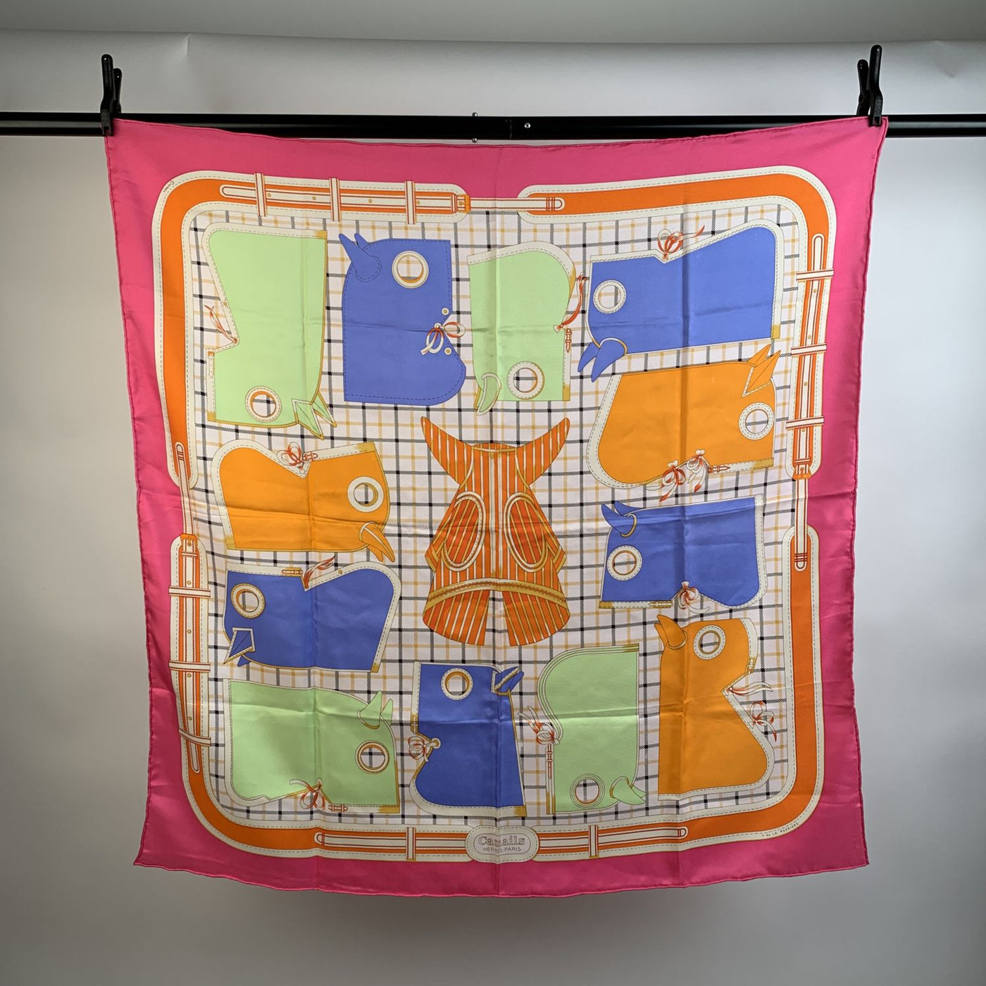 Hermes Multicolor Silk Scarf Camails 1974 Francoise De La Perriere