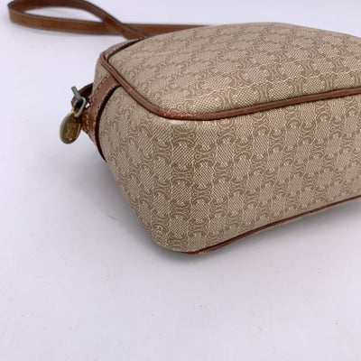 Celine Vintage Beige Macadam Canvas Small Crossbody Bag