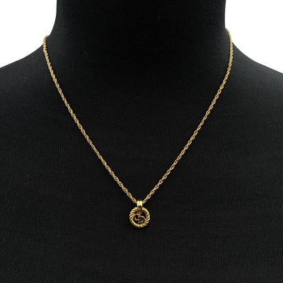 Christian Dior Gold Metal CD Logo Small Pendant Chain Necklace