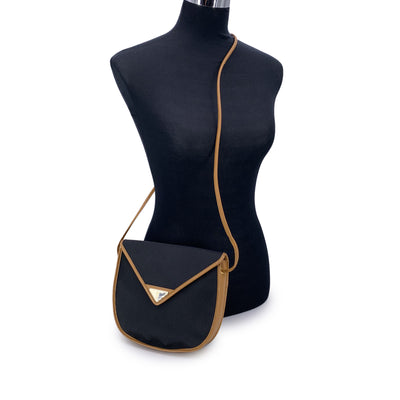 Yves Saint Laurent Vintage Black Textured Canvas Crossbody Bag