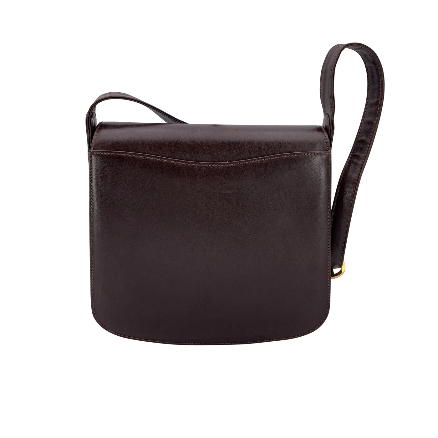 Gucci Vintage Brown Leather Box Shoulder Bag Handbag