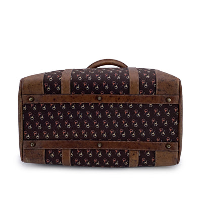 Gucci Vintage Brown Horsebit Canvas and Leather Boston Bag