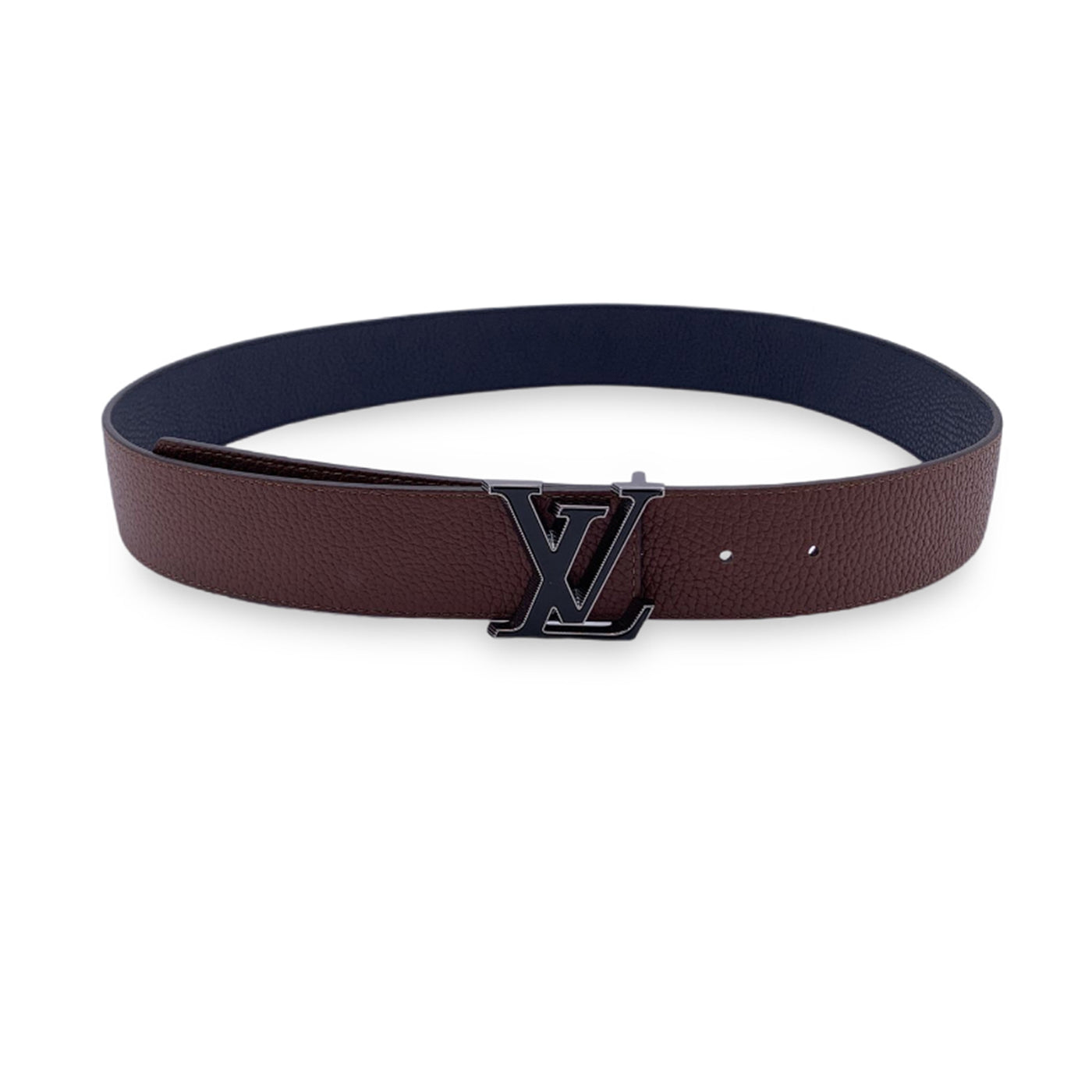 Louis Vuitton Reversible Blue Brown LV Tilt Buckle Belt Size 100/40