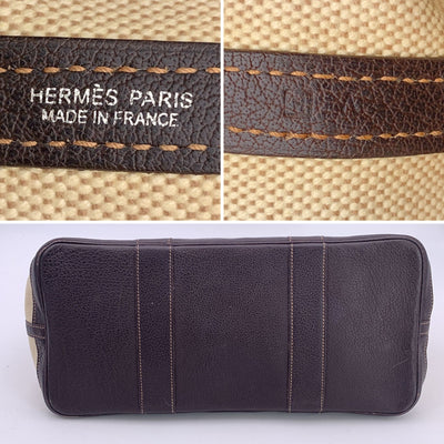 Hermes Paris Beige and Black Canvas Garden Party 36 Tote Bag