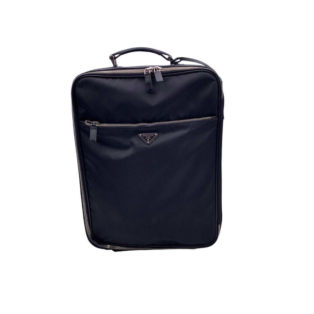 Prada Black Nylon Rolling Suitcase Trolley Luggage Travel Bag