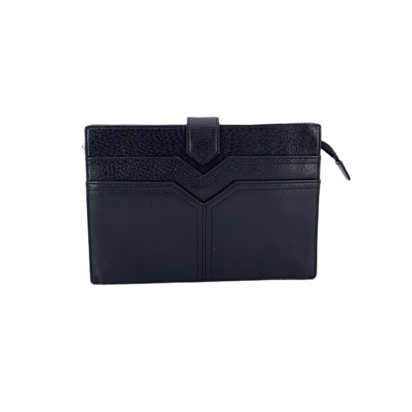 Yves Saint Laurent Vintage Black Leather Y Clutch Bag Handbag