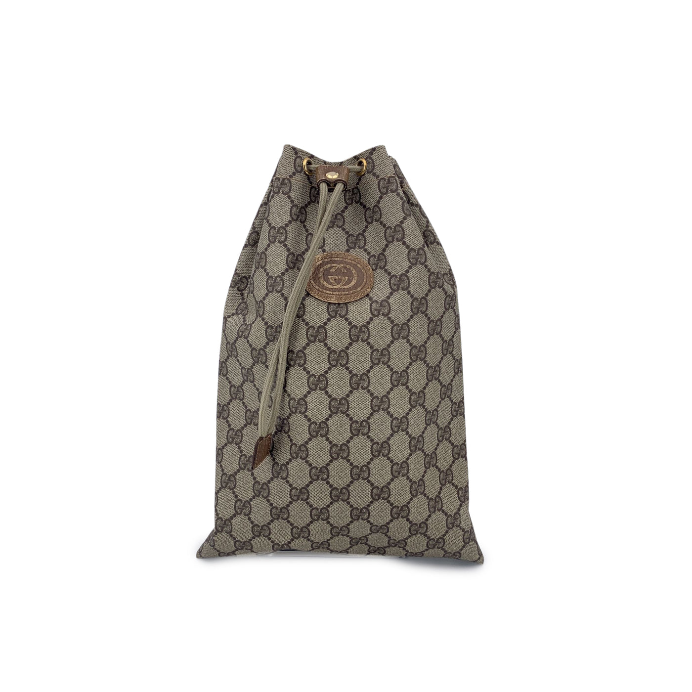 Gucci Vintage Beige Monogram Canvas Unisex Pouch Zip Case Bag