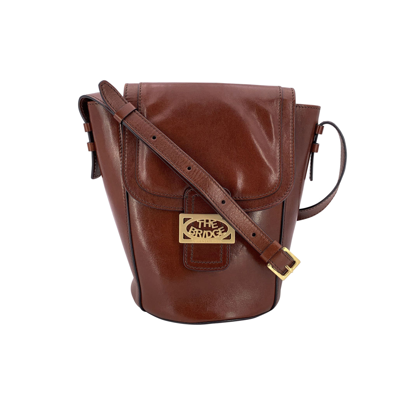 The Bridge Vintage Brown Leather Shoulder Bag Flap Bucket