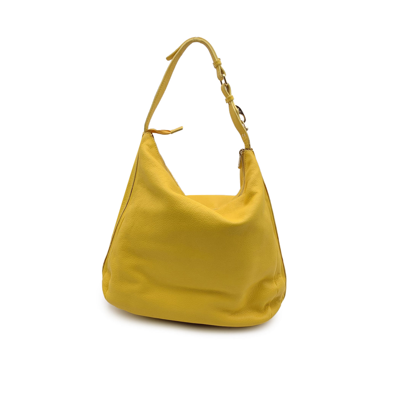 Fay Yellow Leather Large Hobo Carabiner Tote Shoulder Bag