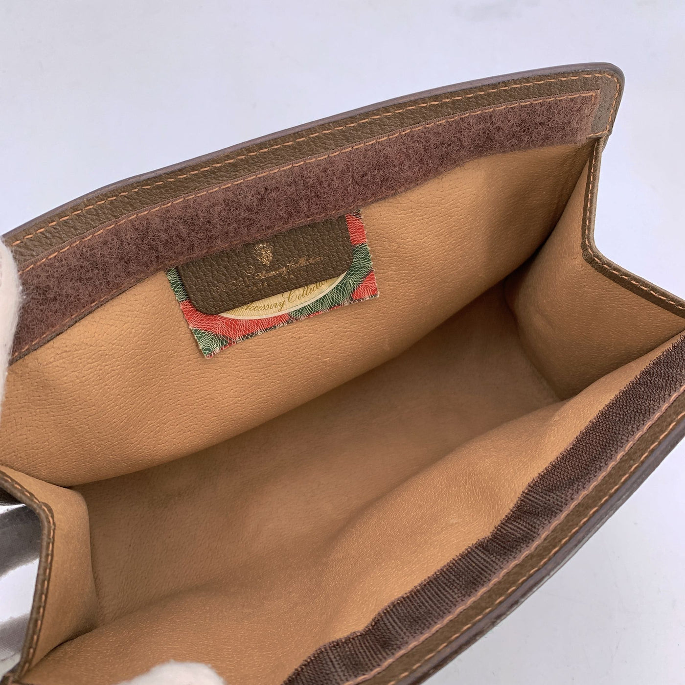 Gucci Vintage Brown Monogram Canvas Web Cosmetic Bag Clutch