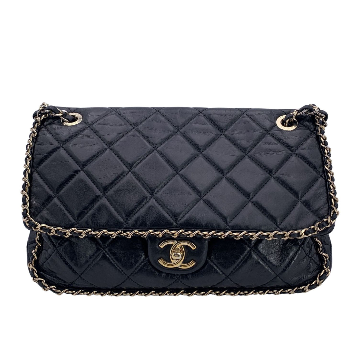 Chanel Black Quilted Leather Chain Around Shoulder Bag