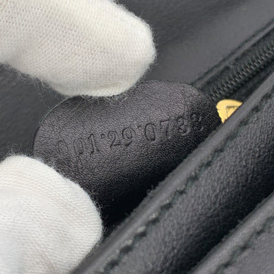 Gucci Vintage Black Leather Flap GG Logo Shoulder Bag