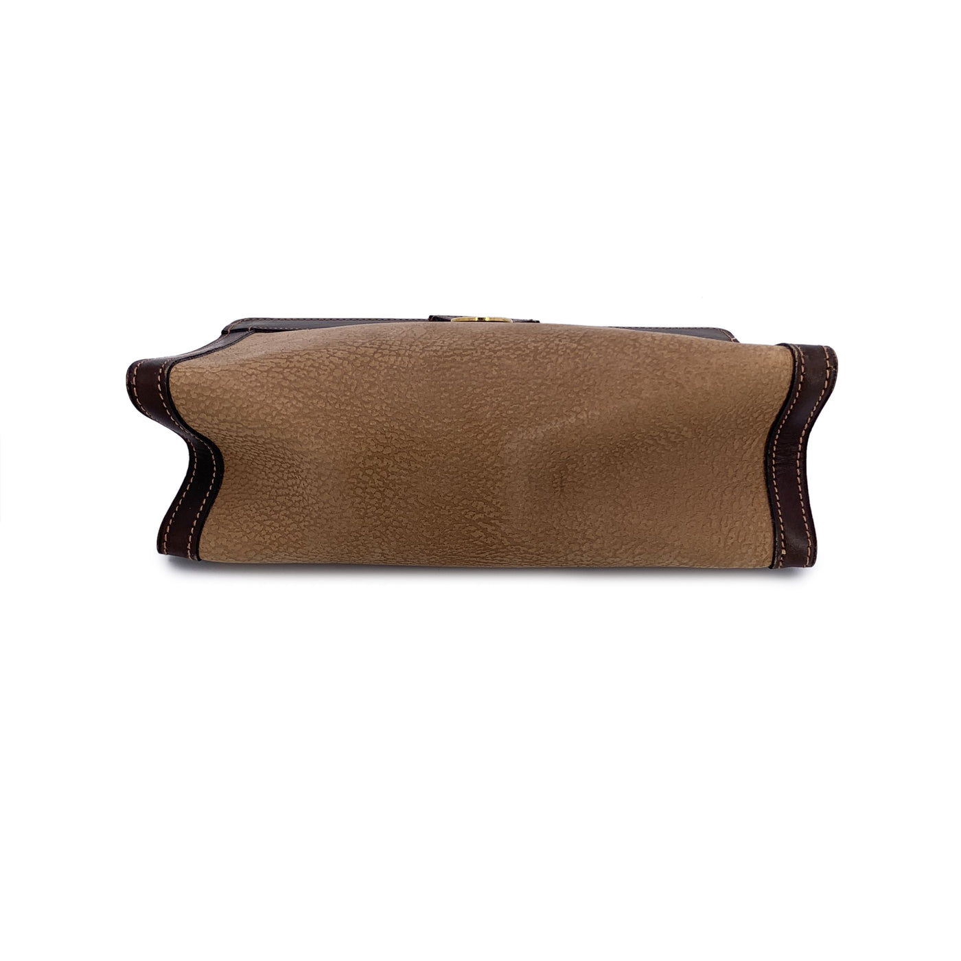 Gucci Vintage Beige Brown Leather Cosmetic Bag Clutch Pouch