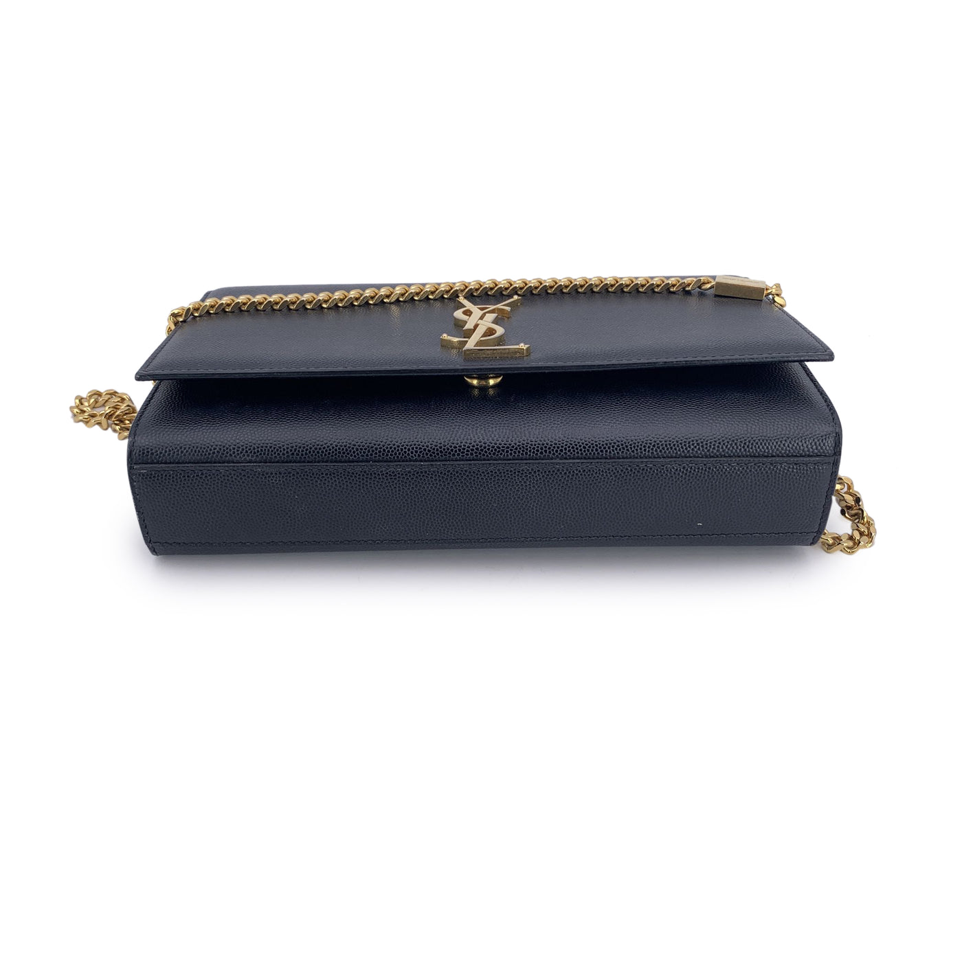 Saint Laurent Black Leather Logo Kate Medium Shoulder Bag