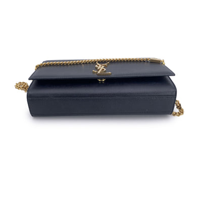 Saint Laurent Black Leather Logo Kate Medium Shoulder Bag