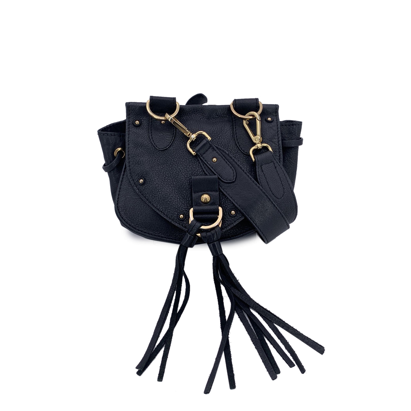 See by Chloe Black Leather Mini Collins Saddle Tassel Shoulder Bag