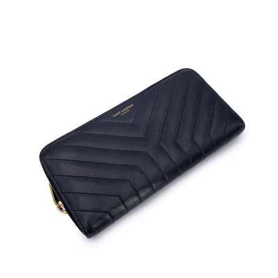 Saint Laurent Black Y Quilted Leather Continental Zippy Wallet