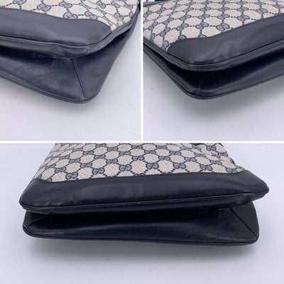 Gucci Vintage Navy Blue Monogram Canvas Logo Shoulder Bag Tote