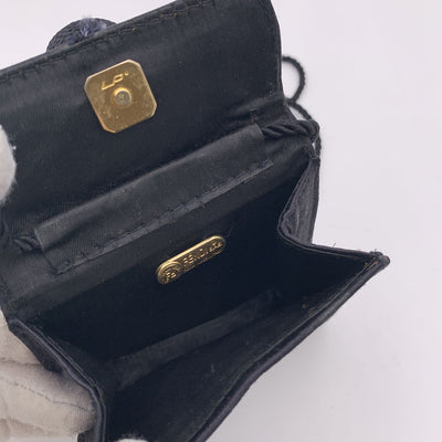 Fendi Vintage Black Satin Mini Minaudiere Evening Bag