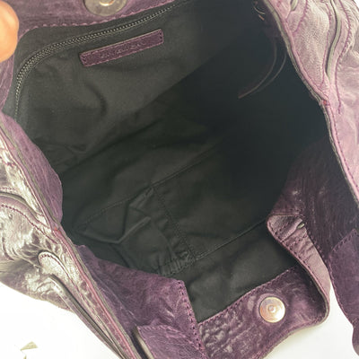 Givenchy Purple Distressed Leather Eclipse Hobo Tote Shoulder Bag