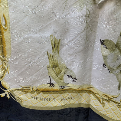 Hermes White Jacquard Silk Scarf La Cle Des Champs 1965 Faconnet