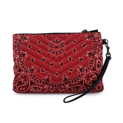 Saint Laurent Red Bandana Print Canvas Canvas Clutch Wrist Bag