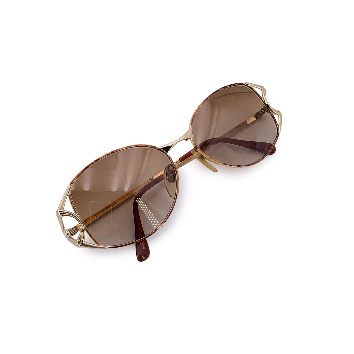 Valentino Vintage Gold Metal Oval Sunglasses Mod. V465 53/16 130mm