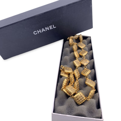 Chanel Vintage Gold Metal Quilted Collar Necklace